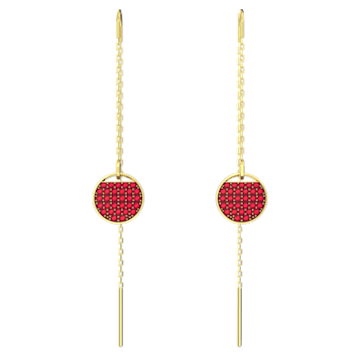 Ginger drop earrings, Pavé, Red, Gold-tone plated - Swarovski, 5642945