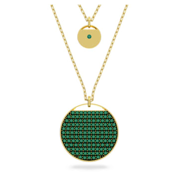 Ginger layered pendant, Pavé, Green, Gold-tone plated - Swarovski, 5642947