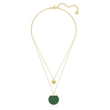 Ginger layered pendant, Pavé, Green, Gold-tone plated - Swarovski, 5642947