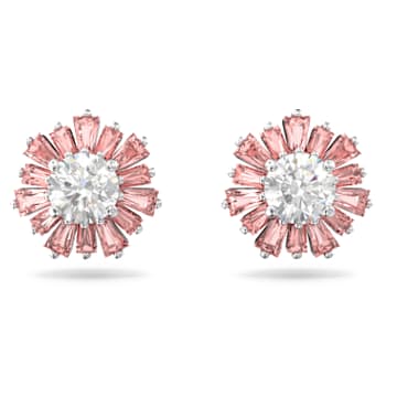Kolczyki zapinane na sztyft Sunshine, Szlify różnorodne, Słońce, Różowe, Powłoka z rodu - Swarovski, 5642962