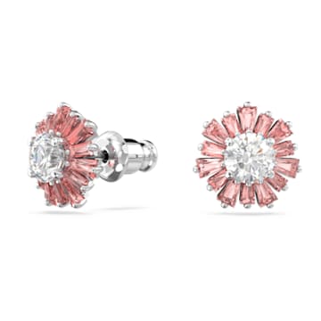Sunshine stud earrings, Pink, Rhodium plated - Swarovski, 5642962