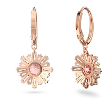 Sunshine drop earrings, Sun, Pink, Rose gold-tone plated - Swarovski, 5642965
