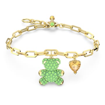 Bracelet Teddy, Ours, Vert, Placage de ton or - Swarovski, 5642977