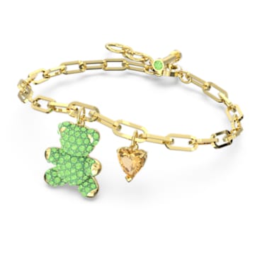 Teddy bracelet, Bear, Green, Gold-tone plated - Swarovski, 5642977