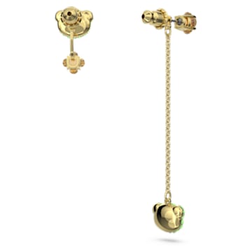 Teddy drop earrings, Asymmetrical design, Bear, Multicolored, Gold-tone plated - Swarovski, 5642981