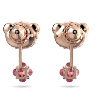 Boucles d’oreilles transformables Teddy, Ours, Roses, Placage de ton or rosé - Swarovski, 5642982