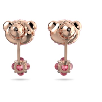 Teddy earring jackets, Bear, Pink, Rose gold-tone plated - Swarovski, 5642982