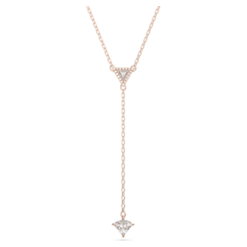 Ortyx Y necklace, Triangle cut, White, Rose gold-tone plated