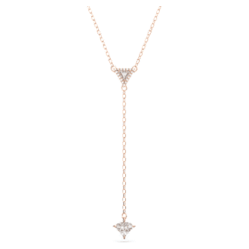Ortyx Y-nyaklánc, Háromszög metszés, Fehér, Rózsaarany-tónusú bevonattal - Swarovski, 5642984