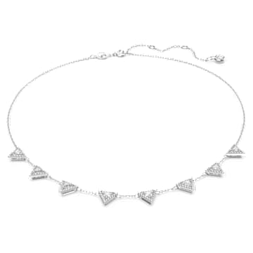 Ortyx nyaklánc, Háromszög metszés, Fehér, Ródium bevonattal - Swarovski, 5643021