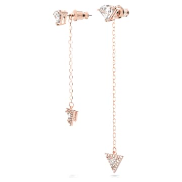 Ortyx csepp alakú fülbevaló, Aszimmetrikus dizájn, Háromszög metszés, Fehér, Rózsaarany-tónusú bevonattal - Swarovski, 5643729
