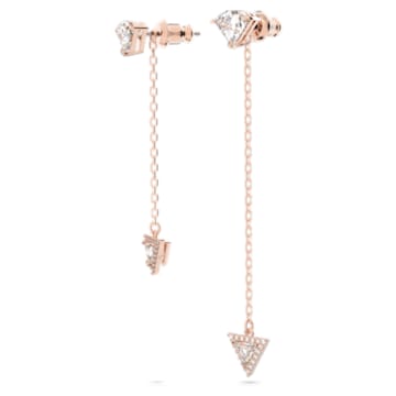 Ortyx drop earrings, Asymmetrical design, Triangle cut, White, Rose gold-tone plated - Swarovski, 5643729