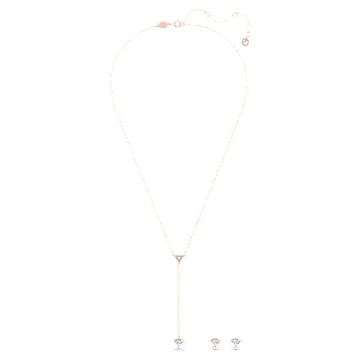 Ortyx set, Triangle cut, White, Rose gold-tone plated - Swarovski, 5643730