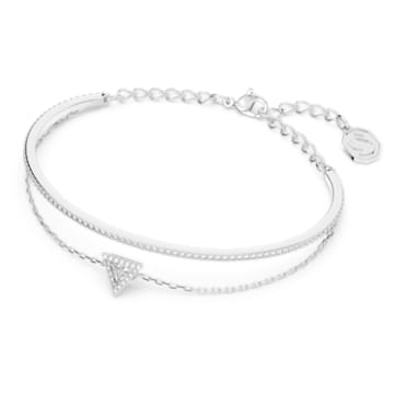Ortyx bracelet, Triangle cut, Pavé, White, Rhodium plated - Swarovski, 5643731