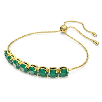 Exalta bracelet, Round cut, Green, Gold-tone plated - Swarovski, 5643756