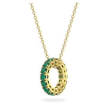 Exalta pendant, Round cut, Green, Gold-tone plated - Swarovski, 5644038
