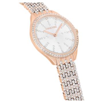Attract watch, Swiss Made, Full pavé, Metal bracelet, Rose gold tone, Rose gold-tone finish - Swarovski, 5644053