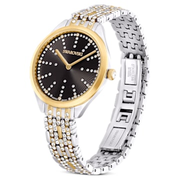 Attract watch, Swiss Made, Pavé, Metal bracelet, Black, Mixed metal finish - Swarovski, 5644056