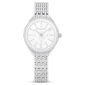 Attract watch, Swiss Made, Full pavé, Crystal bracelet, Silver tone,  Stainless steel