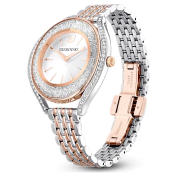 Relógio Crystalline Aura, Fabrico suíço, Pulseira de metal, Tom ouro rosa, Acabamento de combinação de metais - Swarovski, 5644075
