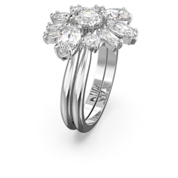 Gema 个性戒指, 花朵, 白色, 镀铑 - Swarovski, 5644660