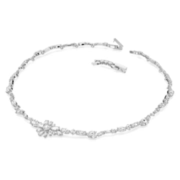 Gema necklace, Flower, White, Rhodium plated - Swarovski, 5644666
