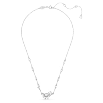 Gema pendant, Flower, White, Rhodium plated - Swarovski, 5644683