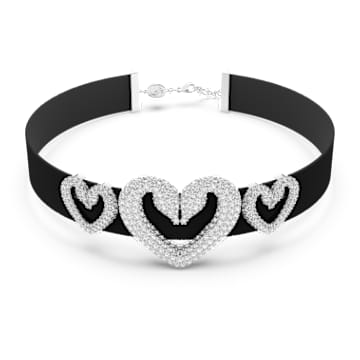 Una choker nyaklánc, Szív (3), Fehér, Ródium bevonattal - Swarovski, 5644909