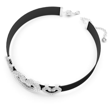 Una choker, Heart (3), White, Rhodium plated - Swarovski, 5644909