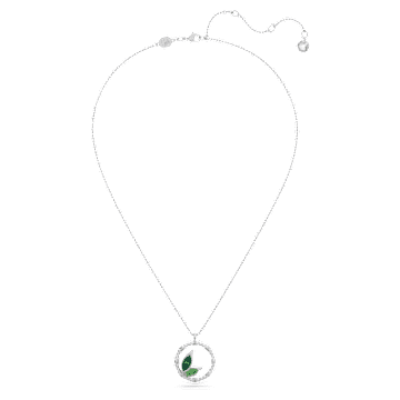 Collana Dellium, Forma rotonda, Bambù, Verde, Placcato rodio - Swarovski, 5645370