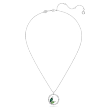 Dellium necklace, Bamboo, Green, Rhodium plated - Swarovski, 5645370