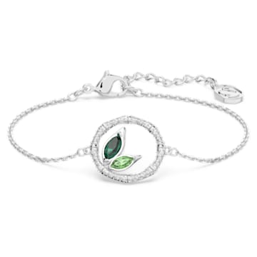Dellium bracelet, Bamboo, Green, Rhodium plated - Swarovski, 5645375