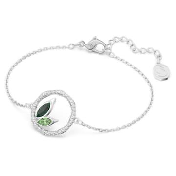 Dellium bracelet, Bamboo, Green, Rhodium plated - Swarovski, 5645375