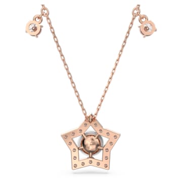 Stella necklace, Mixed cuts, Star, White, Rose gold-tone plated - Swarovski, 5645382