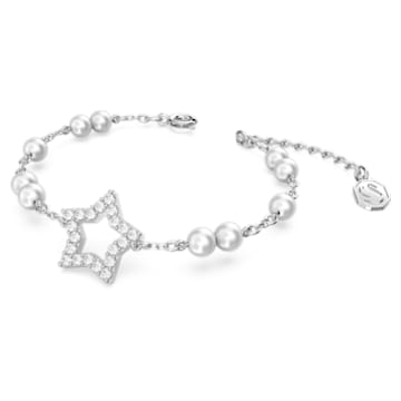 Βραχιόλι Stella, Crystal pearls, Αστέρι, Λευκό, Επιμετάλλωση ροδίου - Swarovski, 5645385