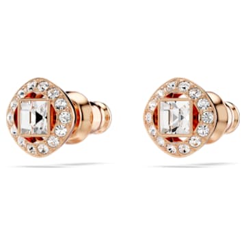 Angelic stud earrings, Square cut, White, Rose gold-tone plated - Swarovski, 5646716