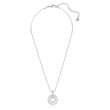 Circle pendant, Pavé, White, Rhodium plated - Swarovski, 5646720