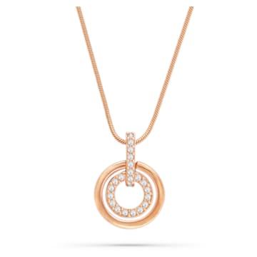 Circle pendant, Pavé, White, Rose gold-tone plated - Swarovski, 5646721