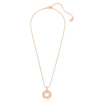 Circle pendant, White, Rose gold-tone plated - Swarovski, 5646721
