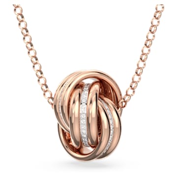 Further pendant, Intertwined circles, Medium, White, Rose gold-tone plated - Swarovski, 5646722