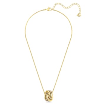Further necklace, Pavé, Intertwined circles, White, Gold-tone plated - Swarovski, 5646723