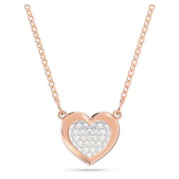Hall pendant, Pavé, Heart, White, Rose gold-tone plated - Swarovski, 5646727