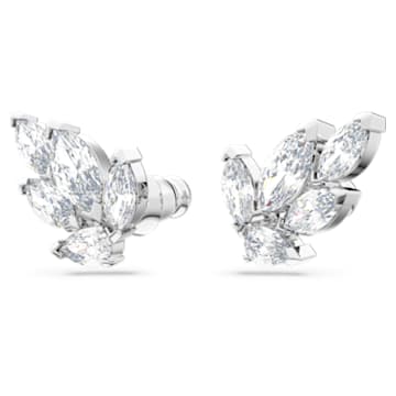 Louison stud earrings, White, Rhodium plated - Swarovski, 5646728