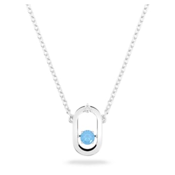 Swarovski Sparkling Dance necklace, Oval shape, Blue, Rhodium plated - Swarovski, 5646731
