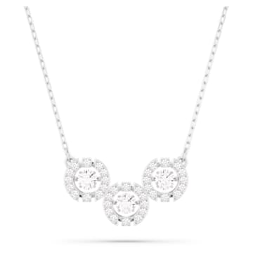 Swarovski Sparkling Dance Trilogy necklace, Round cut, White, Rhodium plated - Swarovski, 5646732