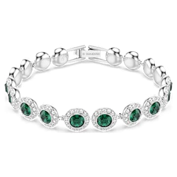 Angelic bracelet Round cut Pav Medium Green Rhodium plated