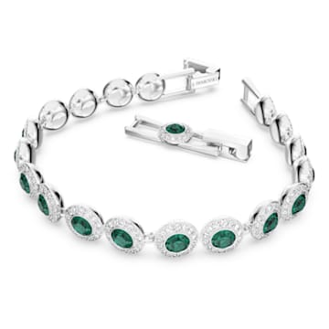 Angelic bracelet, Round cut, Pavé, Medium, Green, Rhodium plated - Swarovski, 5646735