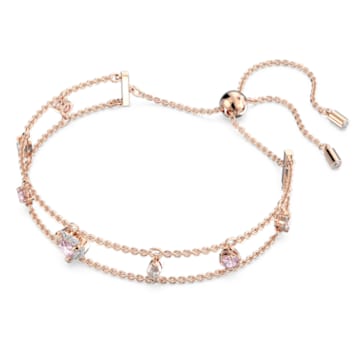 One 手链, 混合式切割, 心形, 粉紅色, 鍍玫瑰金色調 - Swarovski, 5646747