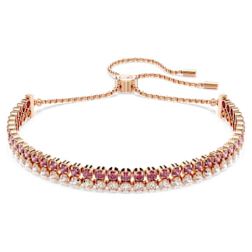 Matrix bracelet, Red, Rose gold-tone plated | Swarovski