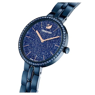 Zegarek Cosmopolitan, Swiss Made, Metalowa bransoleta, Niebieski, Powłoka w odcieniu błękitu - Swarovski, 5647452